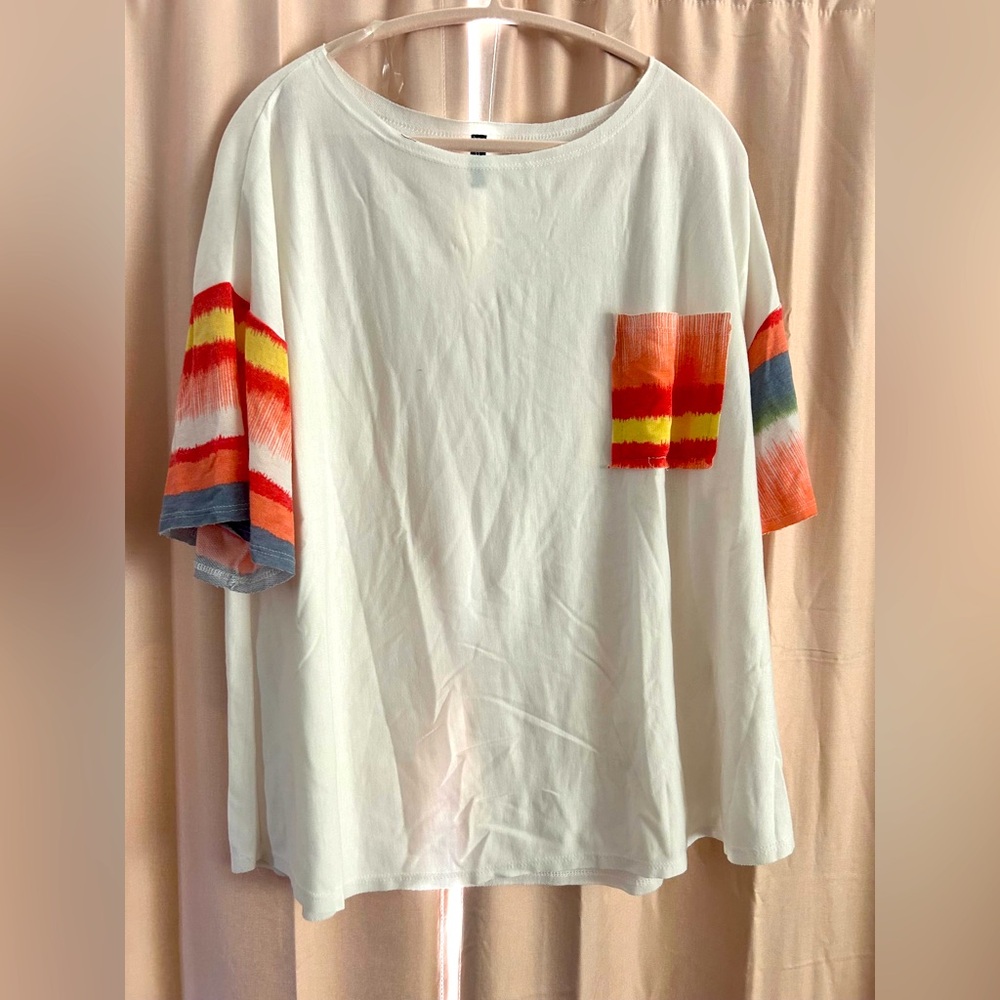 Plus Striped Sleeve Tee